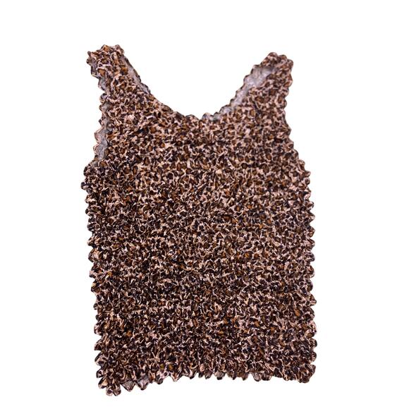 Unbranded Tops - 90s Cheetah Print Tank Top Crinkle Stretch One Size Magic Shirt Vintage